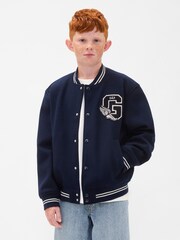 Gap Blue Varsity Logo Bomber Jacket (4-13yrs) (4-13yrs) - Image 1 of 4