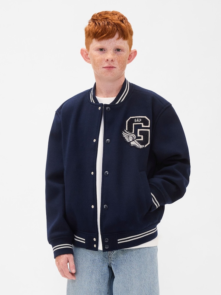 Gap Blue Varsity Logo Bomber Jacket (4-13yrs) (4-13yrs) - Image 1 of 4