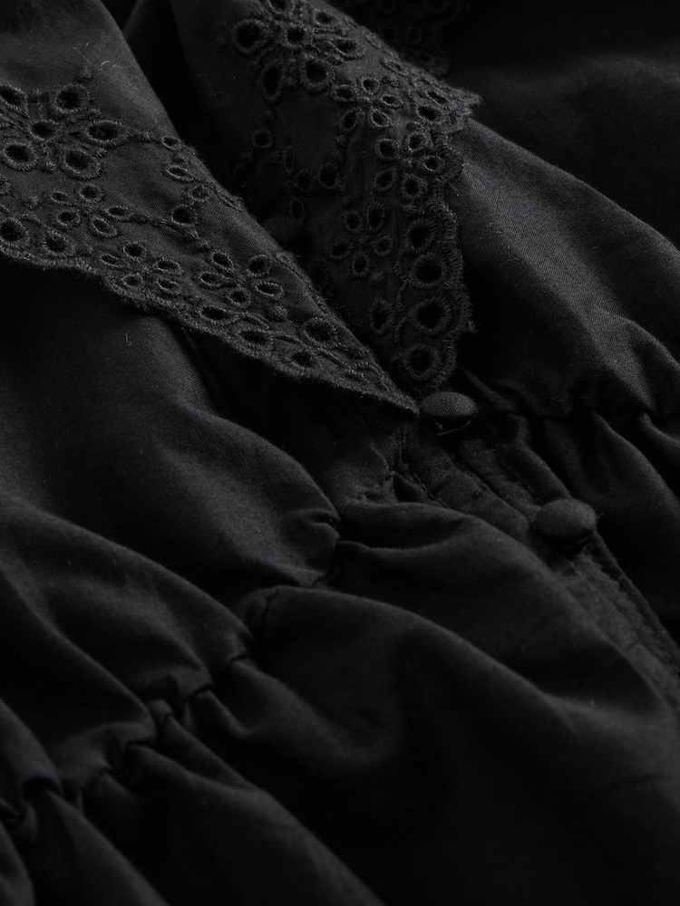 Gap Black Ruffle Collar V-Neck Top - Image 4 of 4