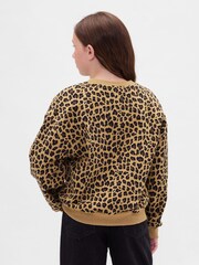 Gap Leopard Print Brown VintageSoft Dolman Sweatshirt (4-13yrs) (4-13yrs) - Image 2 of 4
