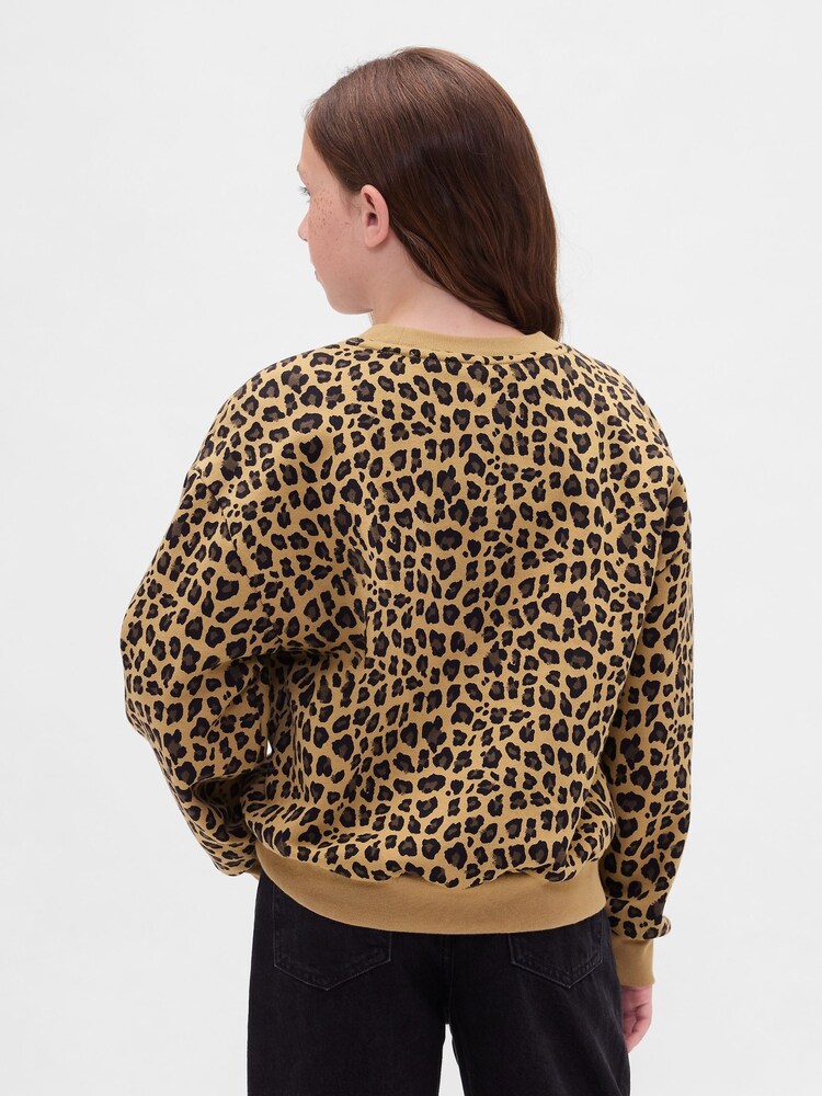 Gap Leopard Print Brown VintageSoft Dolman Sweatshirt (4-13yrs) (4-13yrs) - Image 2 of 4