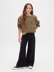 Gap Leopard Print Brown VintageSoft Dolman Sweatshirt (4-13yrs) (4-13yrs) - Image 3 of 4