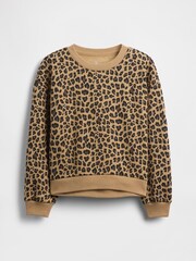 Gap Leopard Print Brown VintageSoft Dolman Sweatshirt (4-13yrs) (4-13yrs) - Image 4 of 4