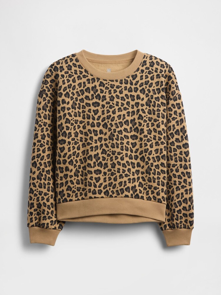 Gap Leopard Print Brown VintageSoft Dolman Sweatshirt (4-13yrs) (4-13yrs) - Image 4 of 4