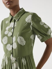 LK Bennett Green Relaxed Rumi Watercress & Birch Floral Print Tiered Dress - Image 4 of 4