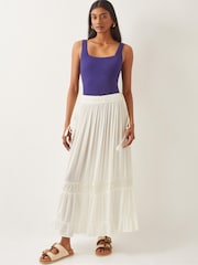 Monsoon White Bryony Embroidered Maxi Skirt - Image 4 of 6