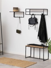 Actona Black Oak Seaford Metal Coat Rack with Oak Top - Image 1 of 6