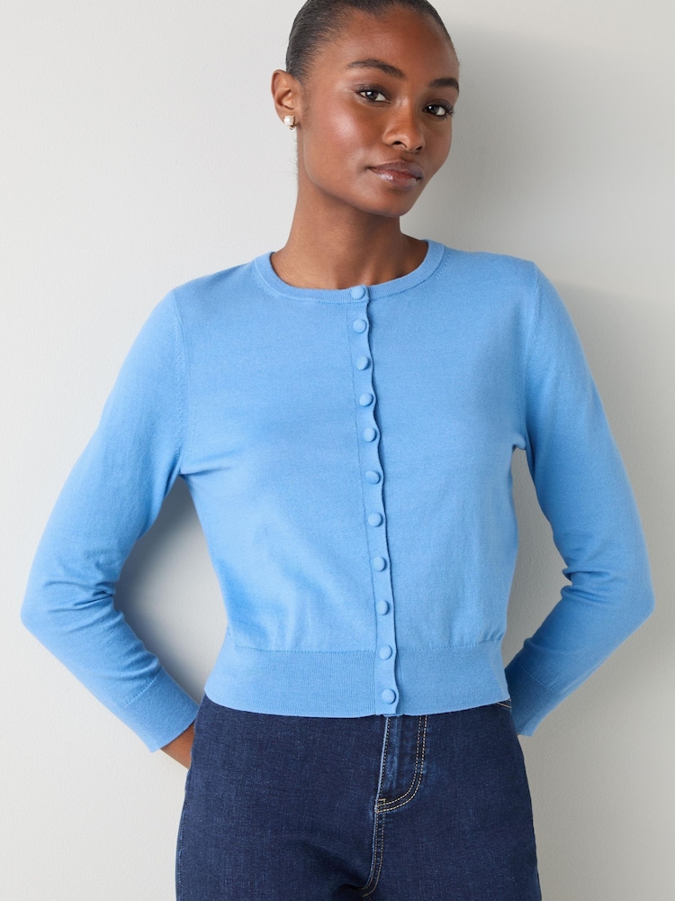 LK Bennett Lottie Midnight Plain Merino Fine Gauge Cardigan - Imagem 1 de 4