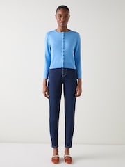 LK Bennett Lottie Midnight Plain Merino Fine Gauge Cardigan - Imagem 2 de 4