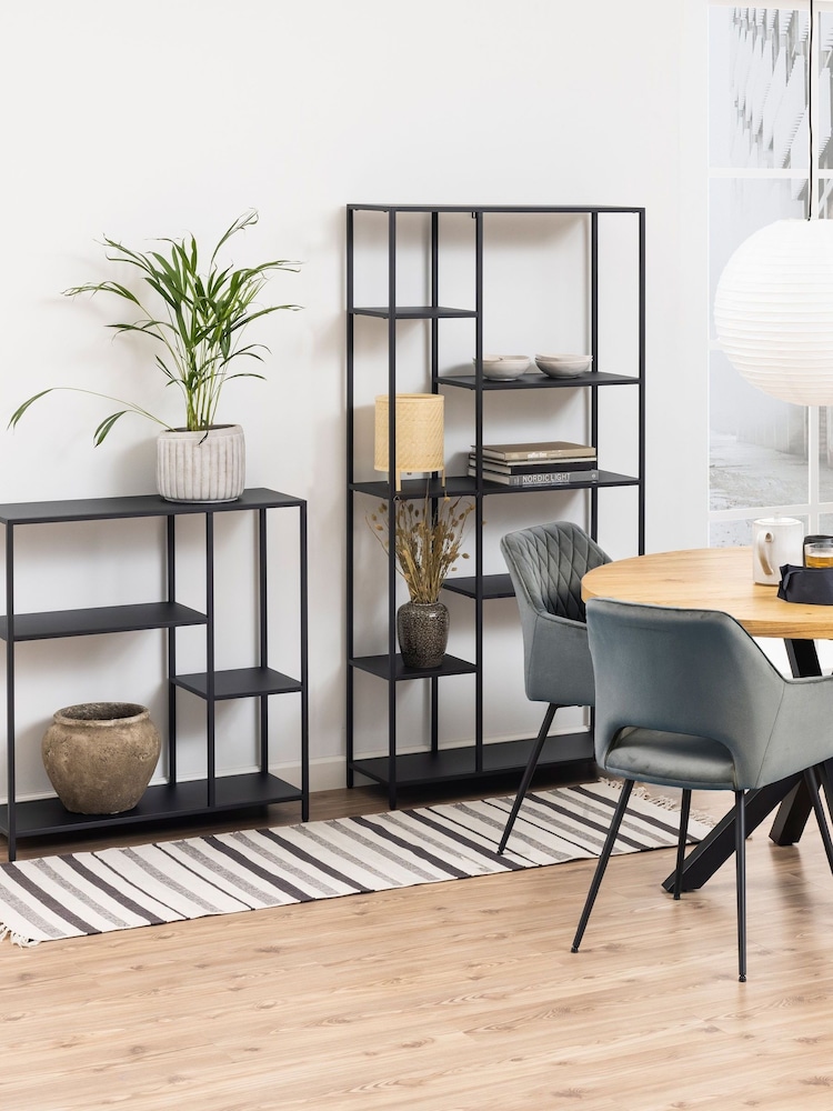 Actona Black Newcastle Asymmetrical Bookcase with 3 Shelves - Image 1 of 6