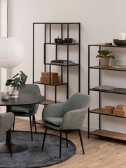 Actona Black Oak Seaford Tall Metal Bookcase with 4 Oak Shelves - Image 2 of 5