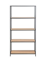 Actona Black Oak Seaford Tall Metal Bookcase with 4 Oak Shelves - Image 4 of 5