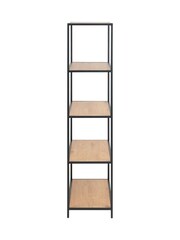 Actona Black Oak Seaford Tall Metal Bookcase with 4 Oak Shelves - Image 5 of 5