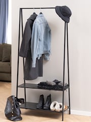 Actona Black Seaford Clothes Rack with 2 Shelves - Image 1 of 5