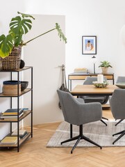 Actona Black Seaford Metal Low Bookcase with 3 Oak Shelves - Image 1 of 5