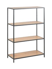 Actona Black Seaford Metal Low Bookcase with 3 Oak Shelves - Image 4 of 5