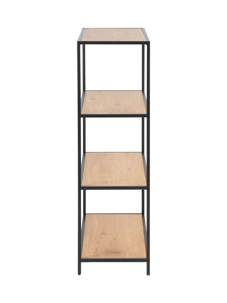 Actona Black Seaford Metal Low Bookcase with 3 Oak Shelves - Image 5 of 5