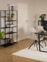 Actona Black Newcastle Asymmetrical Bookcase with 6 Shelves - Image 1 of 6