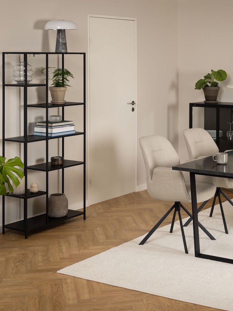 Actona Black Newcastle Asymmetrical Bookcase with 6 Shelves - Image 1 of 6