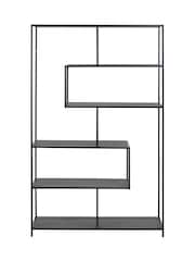 Actona Black Seaford Metal Large Asymmetrical Bookcase with 5 Black Shelves - Image 6 of 6