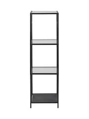 Actona Black Seaford Narrow Metal Bookcase with 3 Oak Shelves - Image 3 of 4