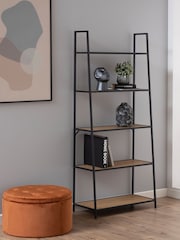 Actona Black Seaford Metal Ladder Bookcase with 5 Oak Shelves - Image 1 of 6