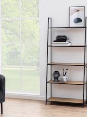 Actona Black Seaford Metal Ladder Bookcase with 5 Oak Shelves - Image 2 of 6
