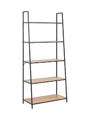 Actona Black Seaford Metal Ladder Bookcase with 5 Oak Shelves - Image 3 of 6