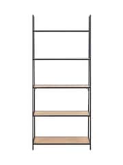 Actona Black Seaford Metal Ladder Bookcase with 5 Oak Shelves - Image 4 of 6