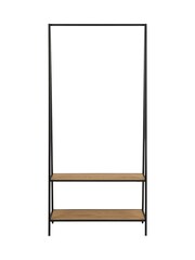Actona Black Oak Seaford Metal Clothes Rack with 2 Oak Shelves - Image 4 of 6