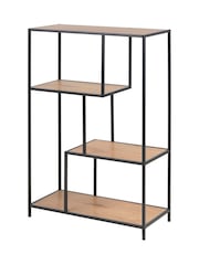 Actona Black Oak Seaford Metal Asymmetrical Bookcase with 3 Shelves - Image 2 of 6