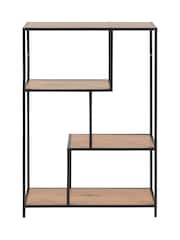 Actona Black Oak Seaford Metal Asymmetrical Bookcase with 3 Shelves - Image 3 of 6