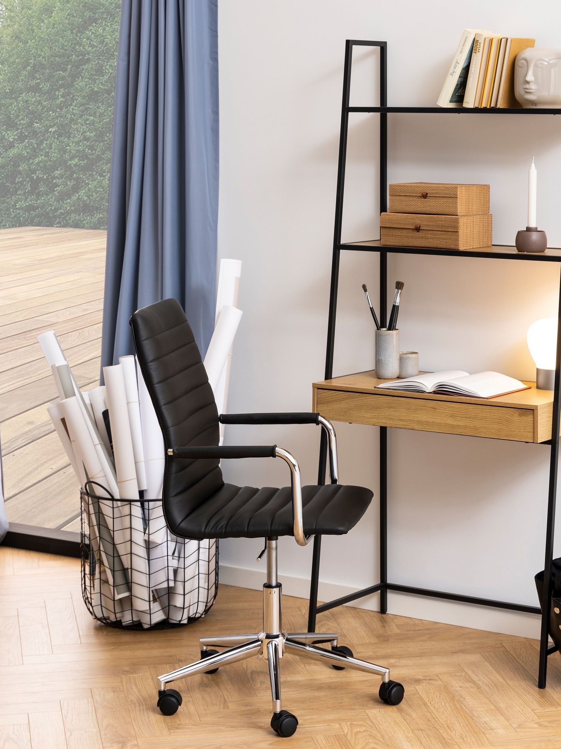 Rackhams Black Seaford Bookcase With 1 Drawer In And Oak - 1 - And Natural - Wood - Image 4