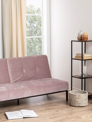 Actona Black & Oak Seaford Narrow Metal Bookcase with 3 Oak Shelves - Image 1 of 4