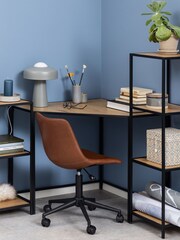 Actona Black & Oak Seaford Narrow Metal Bookcase with 3 Oak Shelves - Image 2 of 4