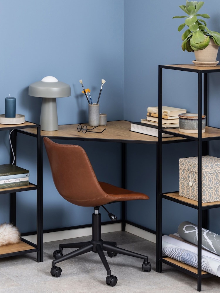 Actona Black & Oak Seaford Narrow Metal Bookcase with 3 Oak Shelves - Image 2 of 4 Actona Black & Oak Seaford Narrow Metal Bookcase with 3 Oak Shelves - Image 2 of 4