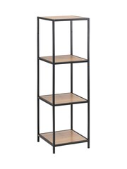 Actona Black & Oak Seaford Narrow Metal Bookcase with 3 Oak Shelves - Image 3 of 4
