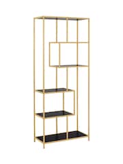 Actona Gold Seaford Tall Metal Bookcase with 5 Black Shelves - Image 2 of 6