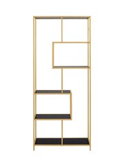 Actona Gold Seaford Tall Metal Bookcase with 5 Black Shelves - Image 3 of 6