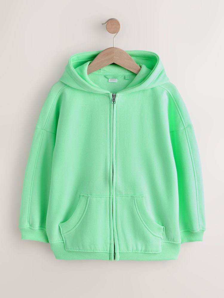 Lime Green Zip Through Hoodie (3-16yrs) - Image 1 of 4 Lime Green Zip Through Hoodie (3-16yrs) - Image 1 of 4