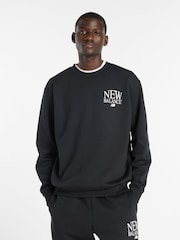 New Balance Black Reimagined Fleece Crew Neck Sweat Top - Image 1 of 7