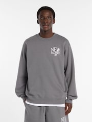 New Balance Grey Reimagined Fleece Crew Neck Sweat Top - Image 1 of 6