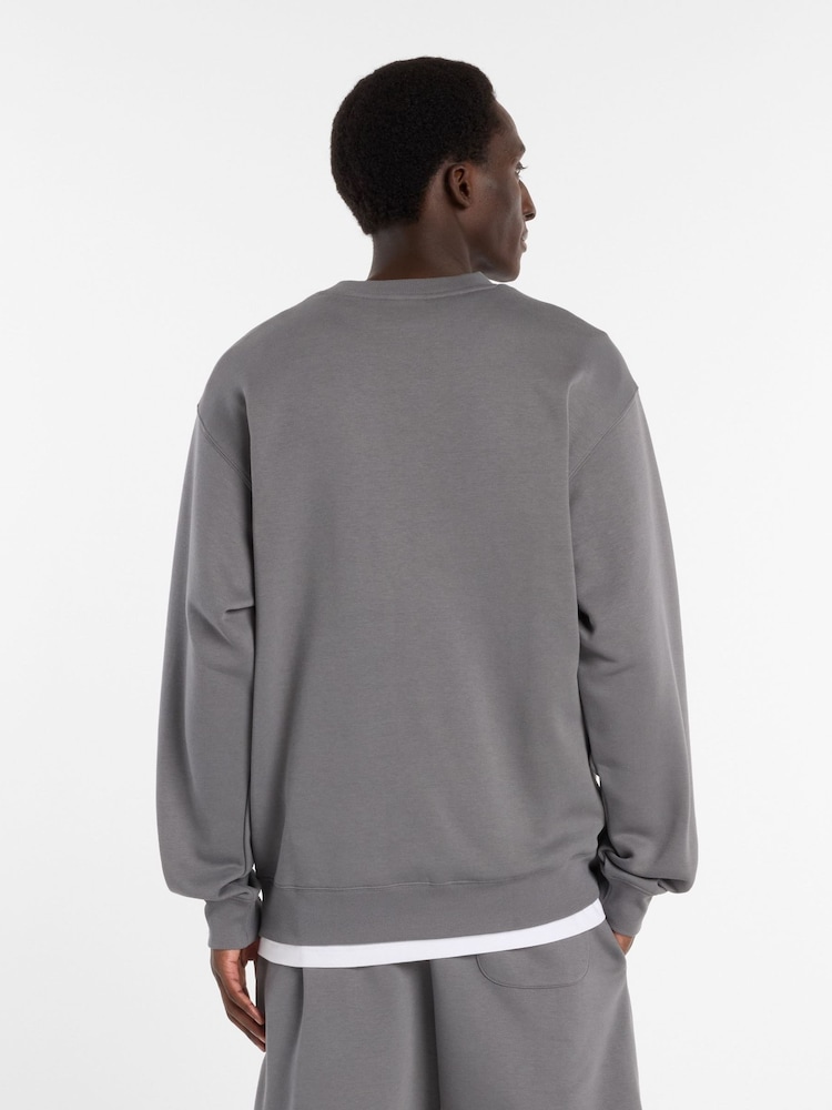 New Balance Grey Reimagined Fleece Crew Neck Sweat Top - Image 2 of 6