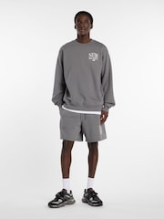 New Balance Grey Reimagined Fleece Crew Neck Sweat Top - Image 3 of 6