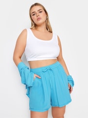 Yours Curve Blue LIMITED COLLECTION Curve Black Zebra Print Crinkle Shorts - Image 3 of 6