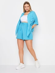 Yours Curve Blue LIMITED COLLECTION Curve Black Zebra Print Crinkle Shorts - Image 4 of 6