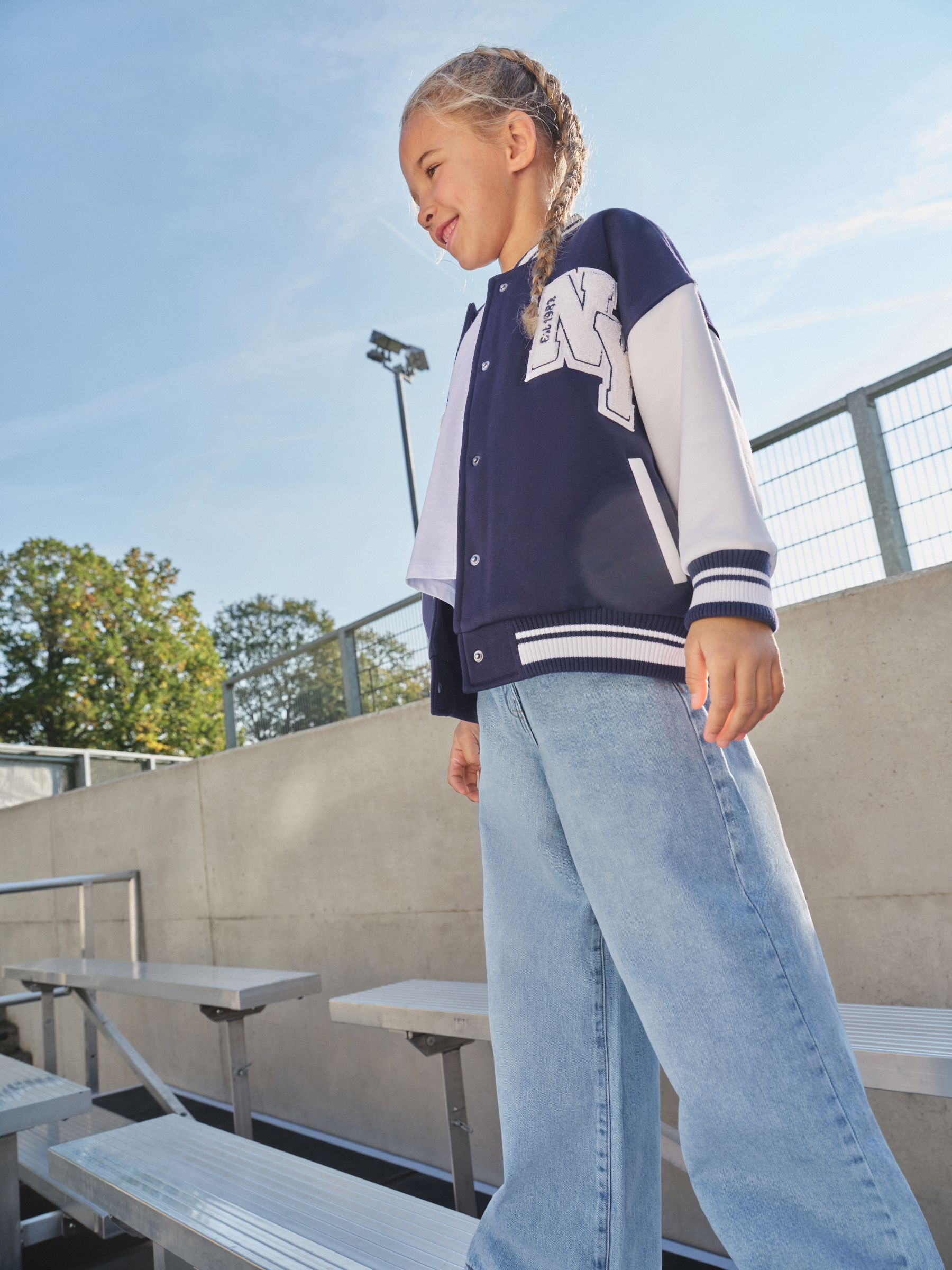 Buy Navy Varsity Embroidered Jacket (3-16yrs) from Next USA