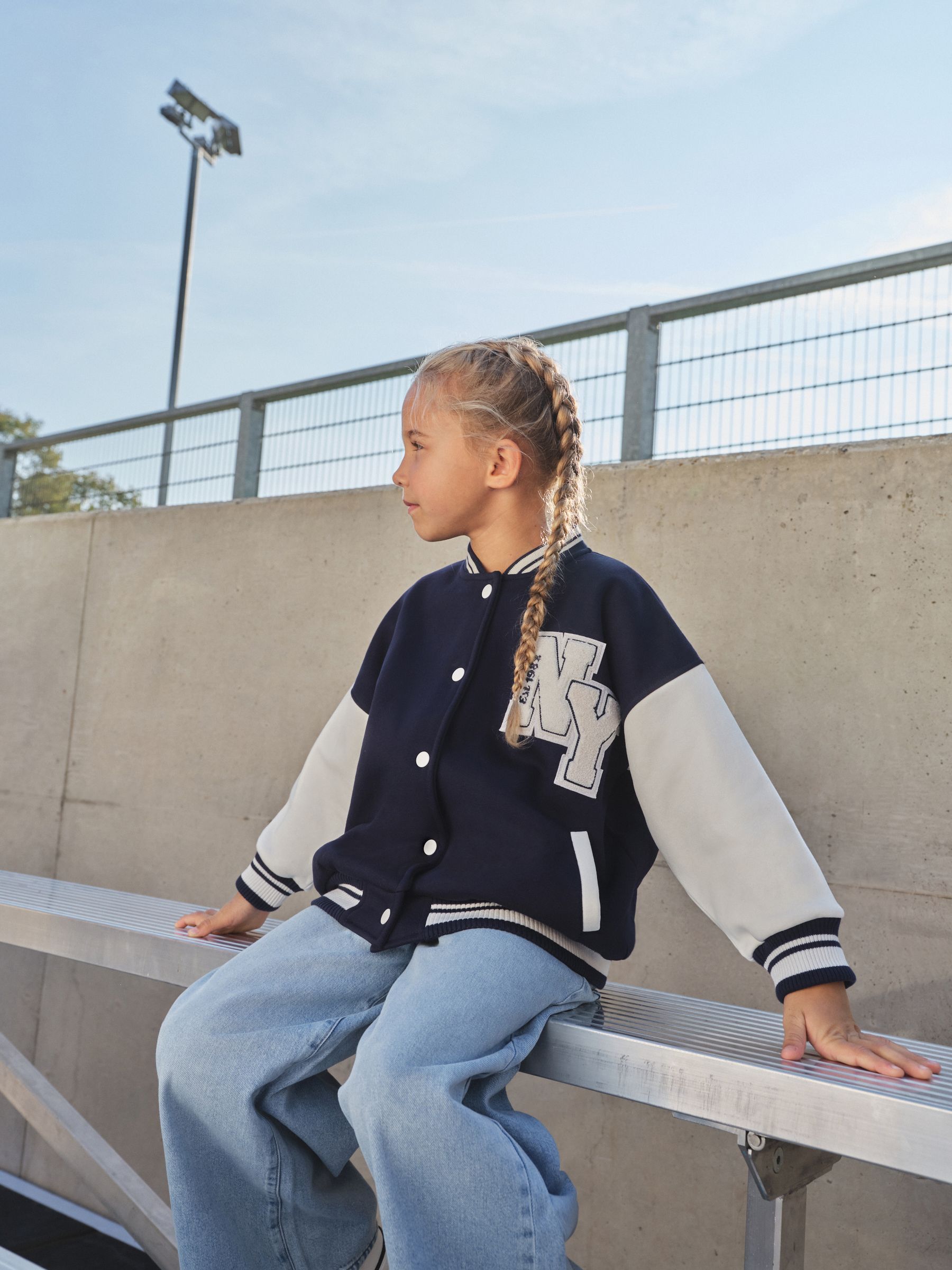 極美品　ADEAM　Varsity Jacket　42595　ネイビー　S LaJollaCountryDay_96456153-