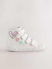 أبيض ـ قلب برّاق - حذاء رياضي Touch Fastening Hi Top - Image 2 of 7