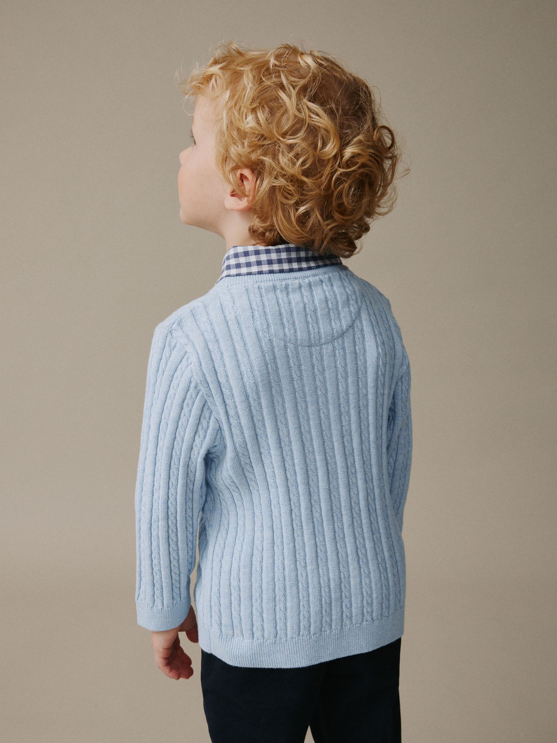 Next：日本 ブルー - ケーブルニット モックシャツ カットソー（3か月